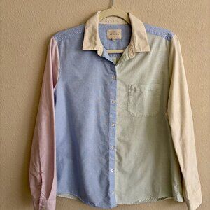 Sézane Colorblock Button-Down Shirt – Pastel Cotton